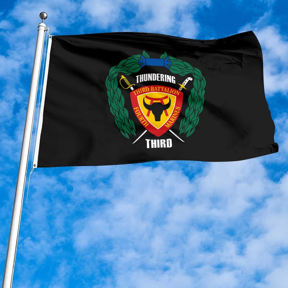 Dutern Double Sided 3rd Battalion, 4th Military Flag Banner 3 Ply with Brass Grommets 3x5 Feet