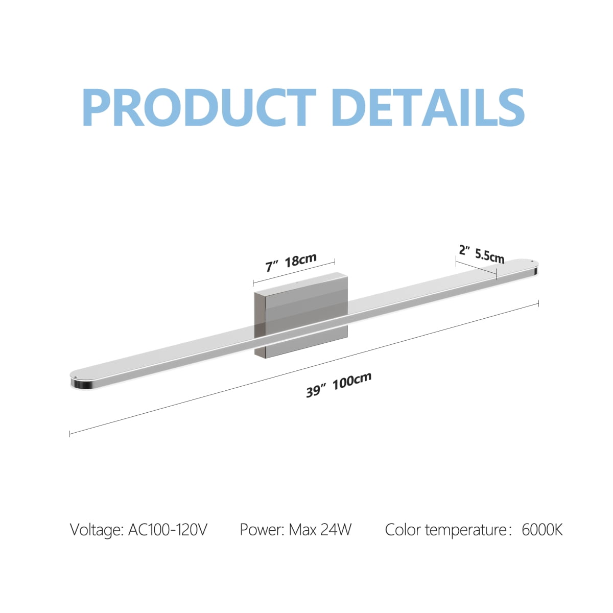 Modern LED Vanity Lights for Bathroom 32IN 16W Daylight White Chrome Light Fixtures Bathroom Lights Over Mirror Vanity Lighting Fixtures Vanity Light On-Site