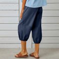 thumbnail image 5 of Sijiajgjfu Linen Cropped Pants for Women High Waist Loose Capris Beach Trousers with Pocket Black M, 5 of 7