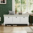 thumbnail image 3 of Harper & Bright Designs Shoe Storage Bench with Cushion, Entryway Shoe Bench with Seat and Three Drawers for Hallway Living Room, White, 3 of 16