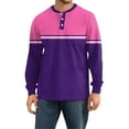 thumbnail image 5 of Hearthz Men's Henley Shirts Long Sleeve Fall 3-Button Color Block Men Shirts Crewneck Casual Men's Jersey Baseball Shirt, 5 of 7
