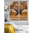 thumbnail image 3 of Texas Star Vintage Sheer Curtains 63 Inch Length 2 Panels Set Window Treatments, Berry Yellow Brown Wooden Rod Pocket Semi Curtains for Living Room/Bedroom/Kitchen Décor, 104"W x 63"L, 3 of 7