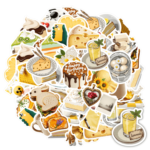 35pcs Cute Food Kids Stickers Animal Food Stickers PVC Sticker for Laptops Suitcases Notebooks