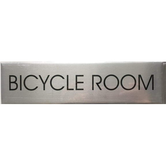 BICYCLE ROOM SIGN (BRUSHED ALUMINUM)