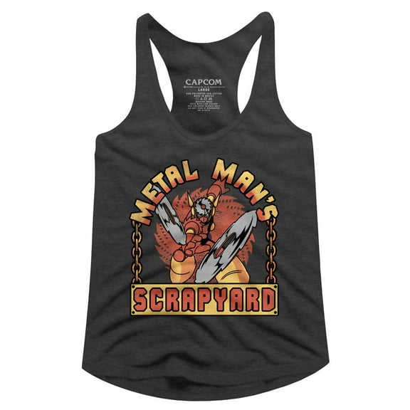 Mega Man Scrap Yard Sign Gray Women's Racerback Tank Top