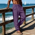 thumbnail image 5 of Nestiefly Men's Lightweight Fleece Baggy Sweatpants with Pockets Drawstring Joggers Workout Pants for Lounge,Gym,Running Purple XL, 5 of 5