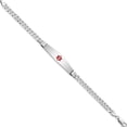 thumbnail image 2 of 14K White Gold Wg Medical Soft Diamond Shape Red Enamel Flat Curb Link Id Bracelet (8 X 9) Made In United States xm591ccw-8, 2 of 5