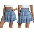thumbnail image 3 of Womens Summer Flowy High Waist Ruffle Casual Cute Boho Beach Short Skirts Built-in Shorts Blue XL, 3 of 7