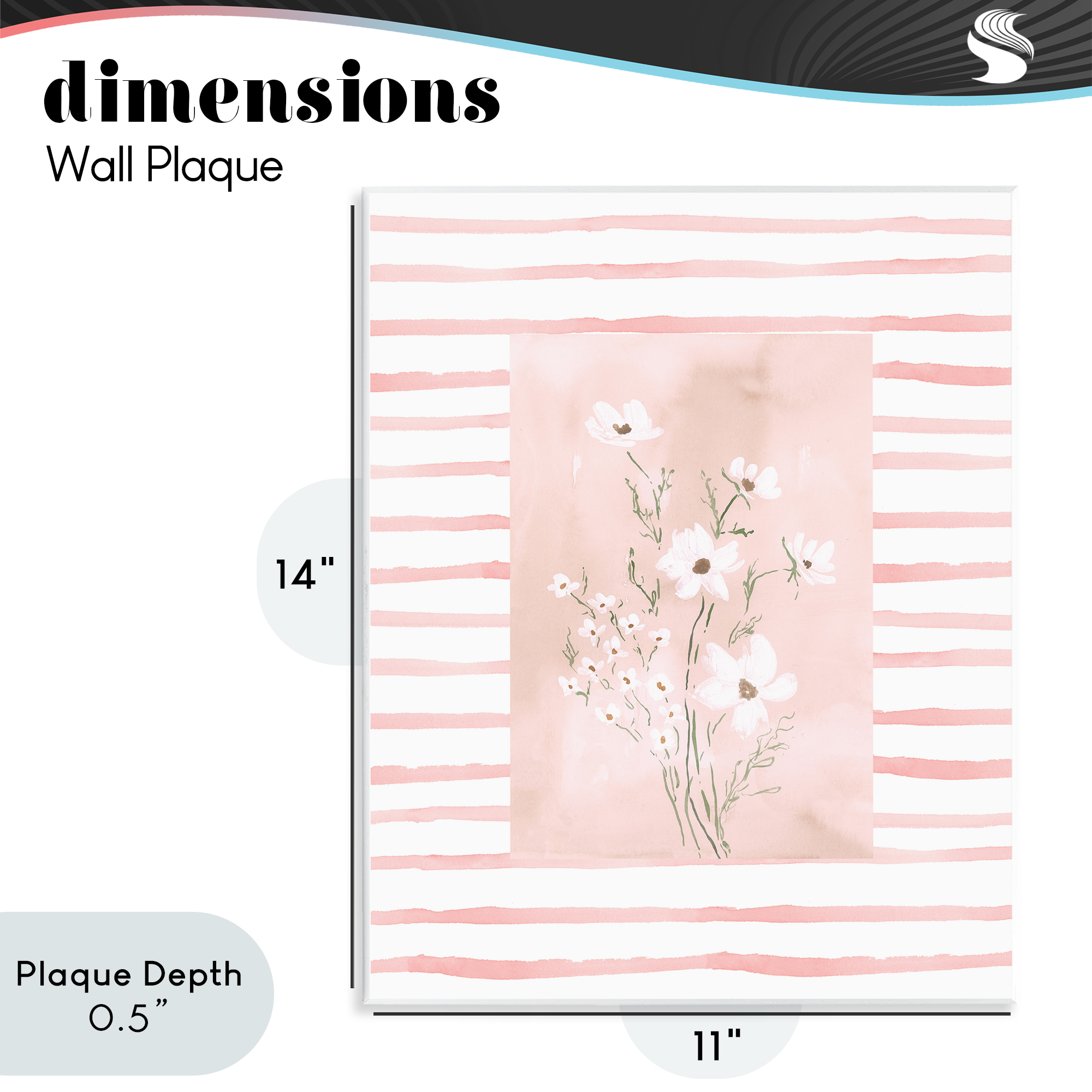 Stupell Industries White Cosmos on Pink Stripes Wall Plaque Art, design by Lucille Price