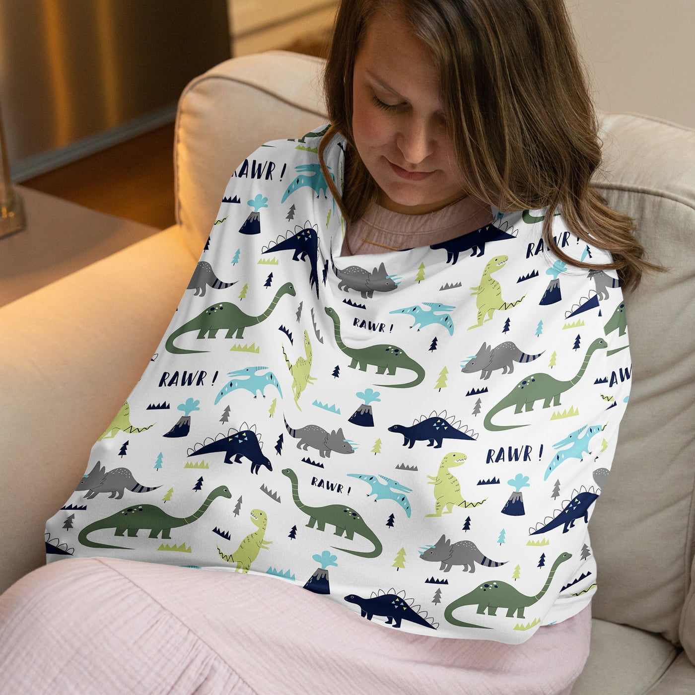 Sweet Jojo Designs Mod Dinosaur Multi Use Baby Car Seat and Nursing Cover Multicolor