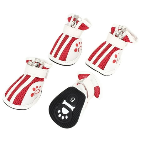 - 2 Pair Pet Dog Chihuahua Zipper Up Netty Shoes Boots Booties White Red Size S