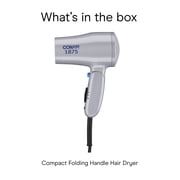 Conair 1875W Compact Folding Handle Hair Dryer, Travel Hair Dryer, Dual Voltage