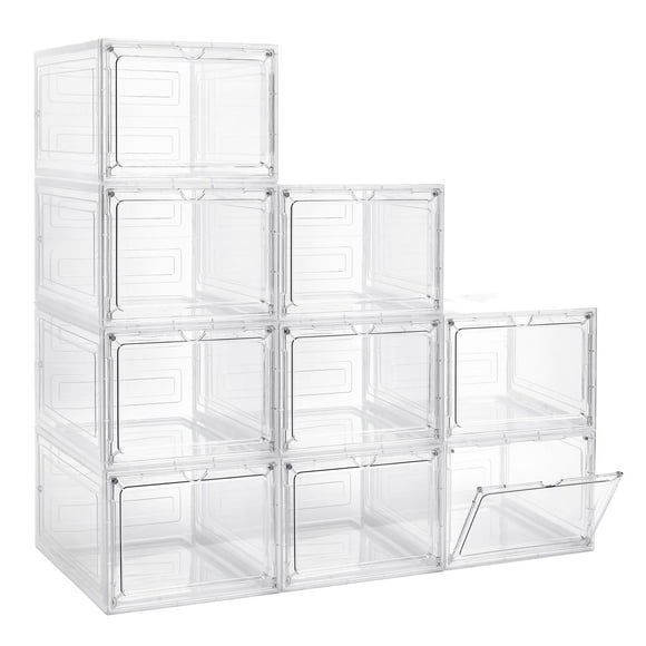 Contenedores de almacenamiento LXLXXL de plástico de 20 litros con puerta magnética, 9 unidades, transparentes