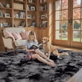 thumbnail image 6 of 8x10 Area Rugs for Living Room Bedroom, Large Area Rug Shag Shaggy Carpet Soft Plush Furry Bedside Rug, Rugs for Home Decor (Dark Grey Tie-Dyed, 8 x 10 Feet), 6 of 14