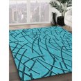 thumbnail image 3 of Ahgly Tapis Rond Lavable en Machine Intérieur Transitionnel Vert Cyan Foncé, 5 Pieds Rond, 3 of 7