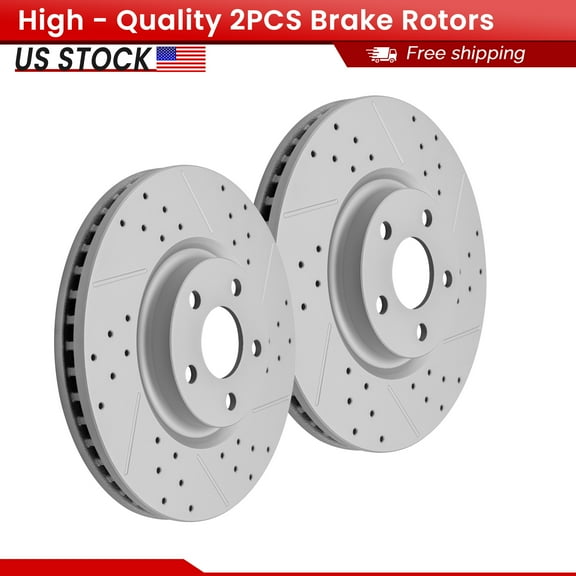 ACB ZONE Front Brake Rotors Set for 2015- 2020 Ford Edge 2017 - 2020 Lincoln Continental, Drilled & Slotted Disc Rotors Kit (681993LR)