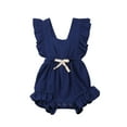thumbnail image 1 of EYIIYE Baby Girls Summer Ruffles Romper Fly Sleeve Lacing Up Bow Jumpsuits, 1 of 5