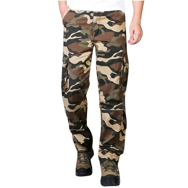 FAVIPT Mens Camo Cargo Pants Big and Tall Multi Pockets Pants Work