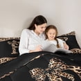 thumbnail image 6 of Homewish Cartoon Monogrammed P Queen Comforter Set for Teens, Leopard Cheetah Print Bedding Sets, Modern Fashion Reversible Bedding Comforter Set, Lightweight Room Decor, 3 Pieces, 6 of 9
