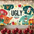 thumbnail image 5 of Festive Sweater Ugly Holiday Party Banner Decorative Design Reindeer Snowman Christmas Gift Background for Christmas Party Festive Gathering Indoor Decor, 5 of 9