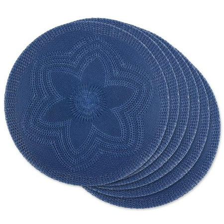 

French Blue Floral Pp Woven Round Placemat - Set of 6