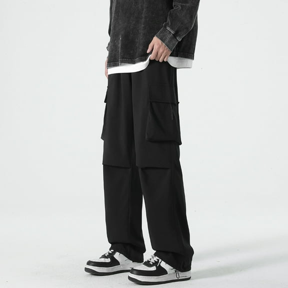 MHFRRA Cargo Pants for Men Mens Casual Cargo Pants Relaxed Fit Lightweight Stretch Elastic Waist Drawstring Joggers Pants Pockets