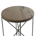 thumbnail image 4 of DecMode 19" x 22" Gray Metal Accent Table with Brown Wood Top, 1-Piece, 4 of 8