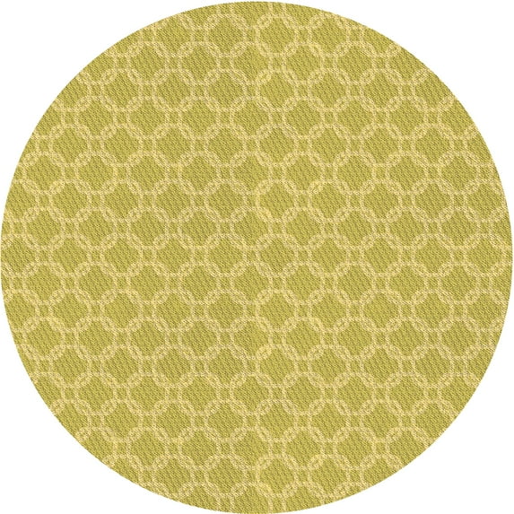 Ahgly Company Machine Washable Indoor Round Transitional Banana Yellow Area Rugs, 7' Round