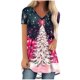 thumbnail image 2 of Puntoco Blusa de cuello en V con mangas raglán cortas y espalda larga con estampado navideño informal a la moda para mujer, 2 of 5