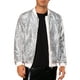 thumbnail image 1 of Chaquetas Varsity de lentejuelas INSPIRE CHIC para hombres, chaqueta bomber de béisbol brillante y chispeante, plata M, 1 of 5