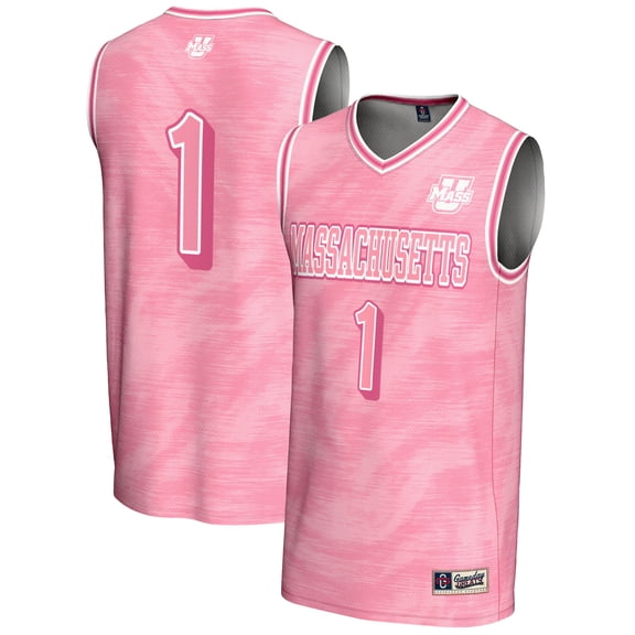 Youth GameDay Greats #1 Pink UMass Minutemen Lightweight Basketball Jersey