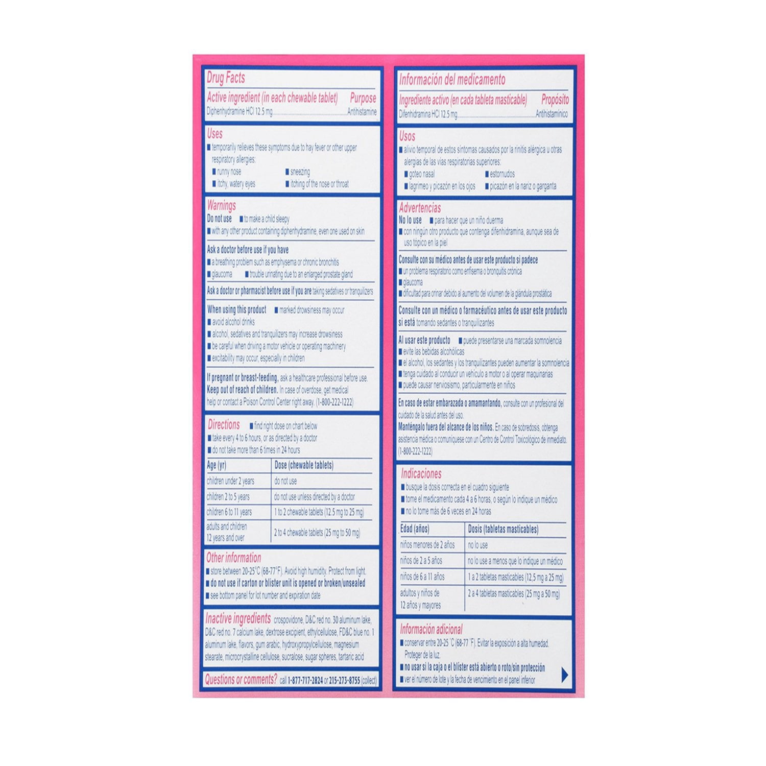 Benadryl Children's Allergy Chewable Tablets, Grape Flavored 20 ea (Pack of 6)