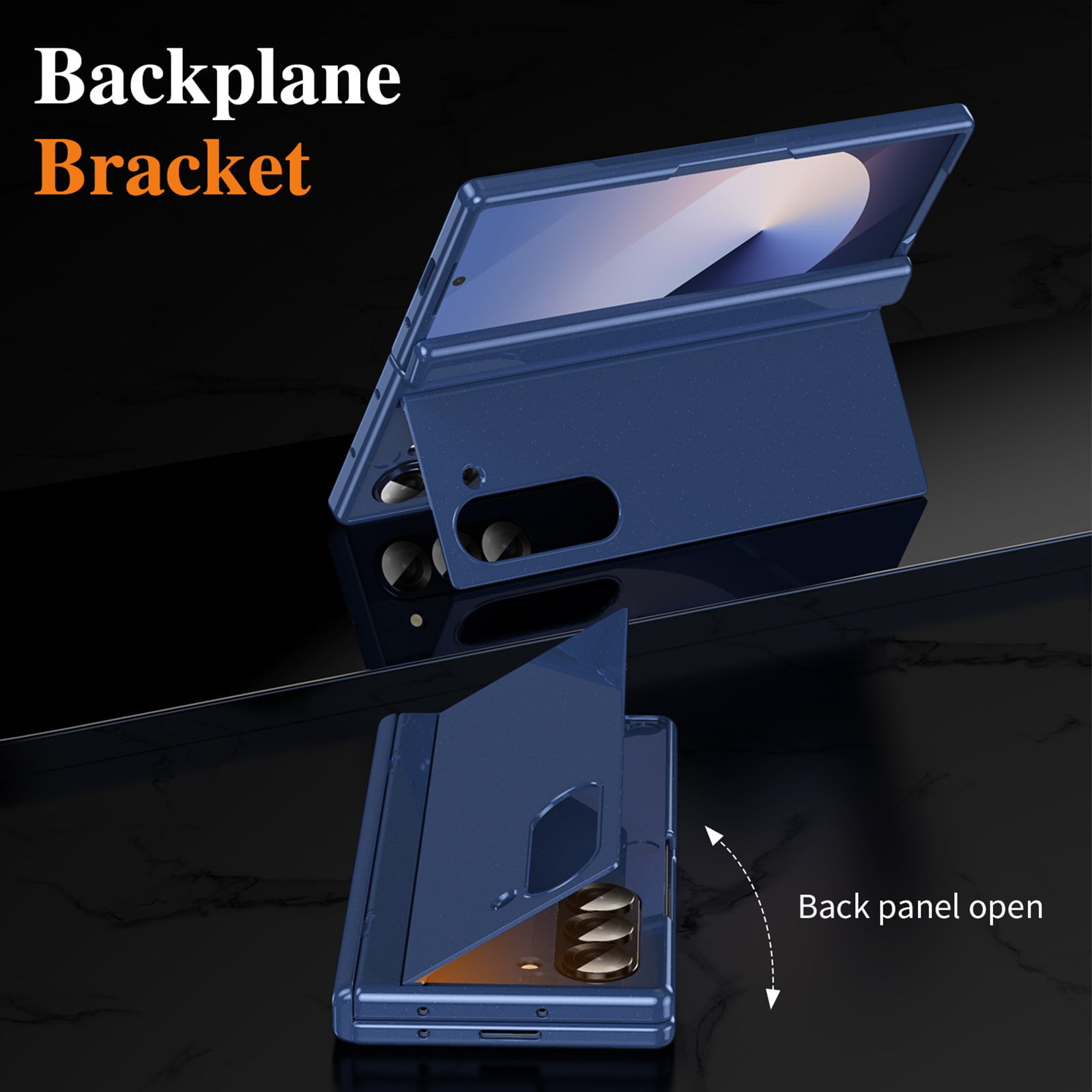 ELEHOLD Rugged Case for Samsung Galaxy Z Fold 5 Case,Built-in Screen Protector Flip Kickstand Hinge Protection Slim Full Body Protective Phone Case for Samsung Galaxy Z Fold 5,Blue
