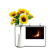 thumbnail image 1 of Patrón oro brillante universo ilustración Tarjeta de bendición de jarrón de girasol artificial, 1 of 3