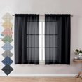 thumbnail image 1 of Aiyufeng Cortinas transparentes negras de 45 pulgadas de largo, 2 paneles, cortinas cortas de lino para cocina, cortinas pequeñas para ventanas, tratamiento de privacidad con filtrado de luz para cafe, 1 of 1
