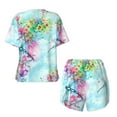 thumbnail image 5 of Naloa Dragonfly Floral Women's Short-Sleeved Pajama Set, Loungewear, Summer pajamas, Breathable Cozy - 3X-Large, 5 of 9
