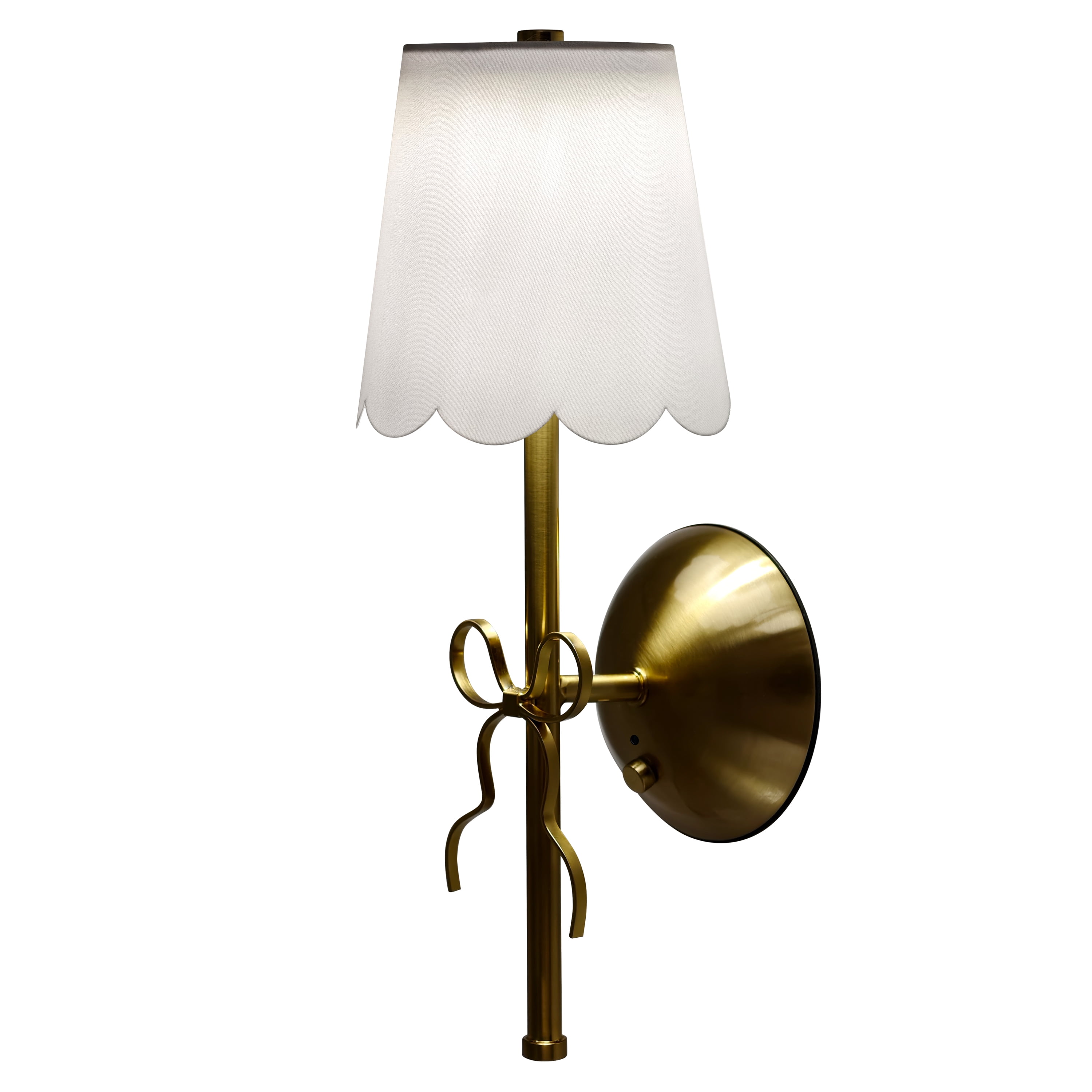 Home Decor Collection Sterling & Noble Home Cordless Brass Wall Sconce with Scallop Shade and Remote, 13.07"