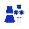 thumbnail image 2 of iiniim Girls Cheer Dance Costume Halloween Sleeveless Crop Top Pleated Skirt Outfit Cheerleading Uniform Dress B Blue 4, 2 of 7