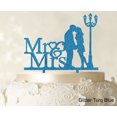 thumbnail image 1 of "Mr And Mrs Couple Cake Topper Glitter Turquoise Blue Cake Topper Color Option Available 6""-7"" Inches Wide", 1 of 1