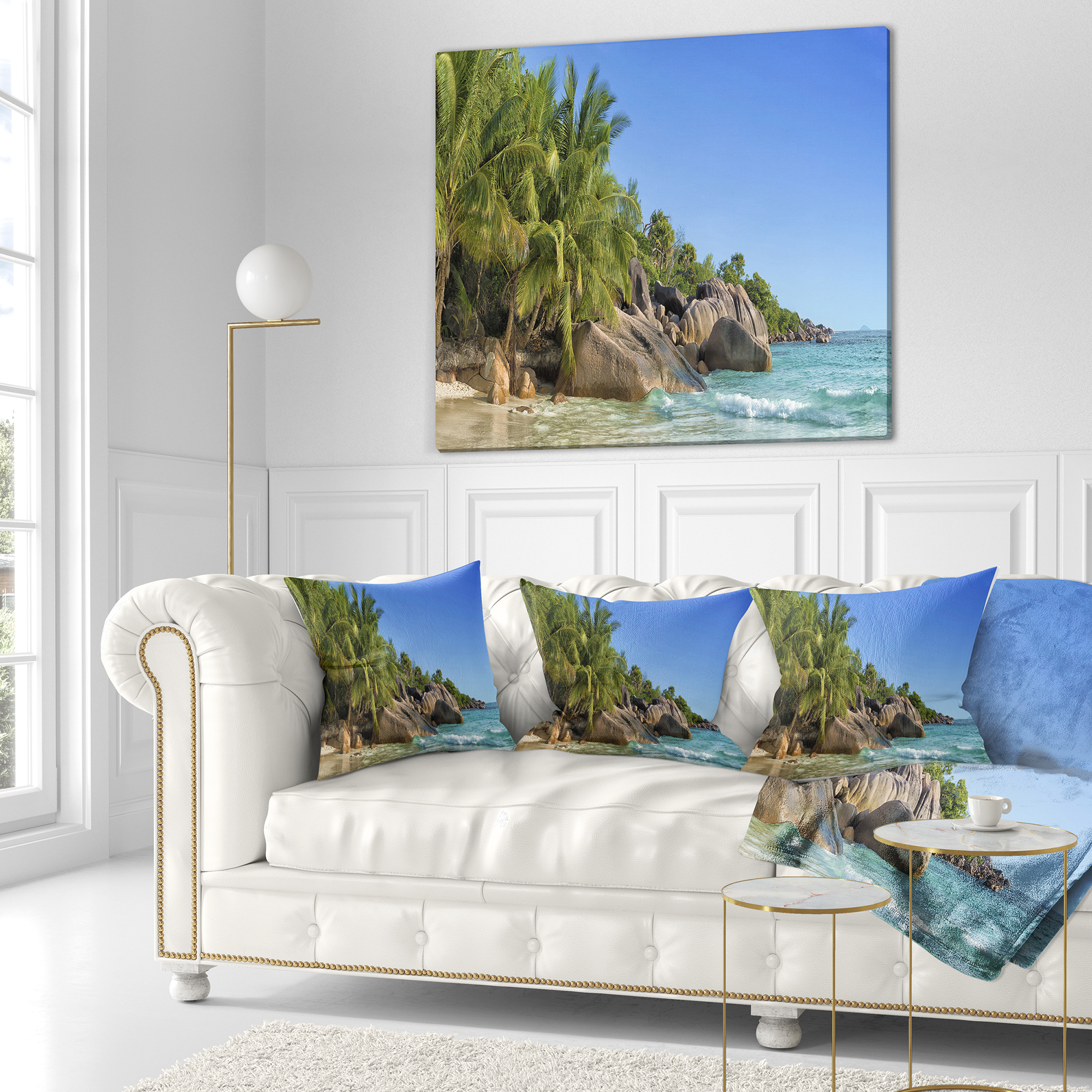 Designart Anse Lazio Praslin Island Seychelles - Seashore Throw Pillow - 18x18