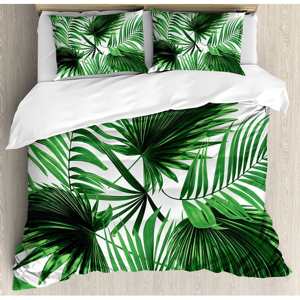 Juego de Funda Nórdica de Hojas, Hojas Realistas de Palmera Crecimiento Ecología Botánica