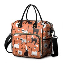 Halloween Cat Pattern Womens Lunch Box for Work,Insulated Large Lunch Bag for Tween and Teen,Loncheras Para Mujer,Leakproof Adult Lunch Bag for Work,Beach,Travel,Picnic,Camping