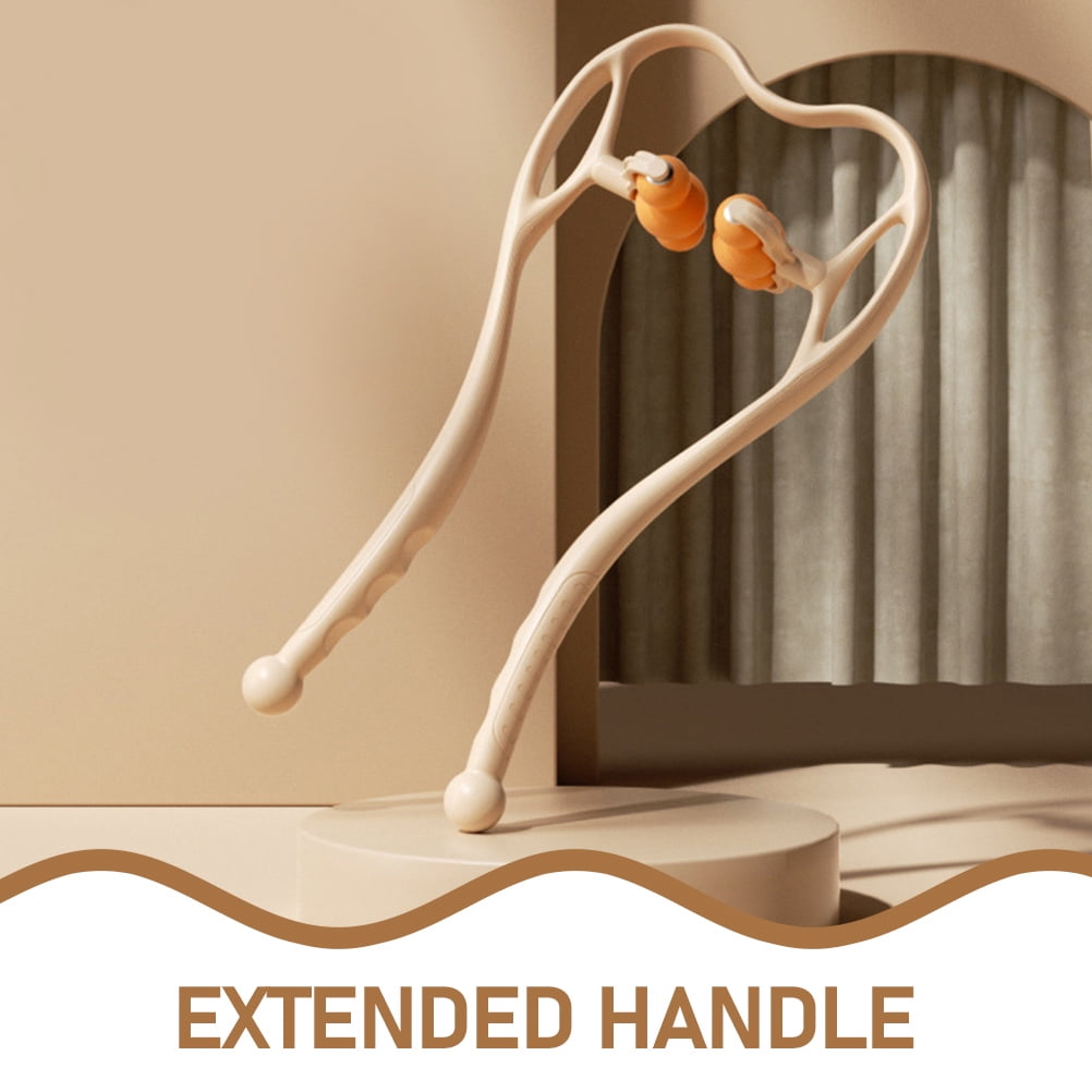FOMIYES Handheld Neck Massage Roller Portable Orange Manual Massager for Neck and Shoulders