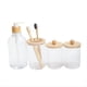 thumbnail image 4 of Juego de 4 Accesorios de Baño de Bambú: Decoración Rústica , Dispensador de Jabón, Soporte para Cepillo de Dientes, 2 Frascos Porta Hisopos de Algodón, 4 of 5