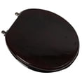 thumbnail image 1 of Designer Solid Round Oak Wood Toilet Seat with Oil Rubbed Bronze Hinges, Mahogany, 1 of 1