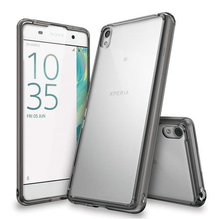 Ringke Fusion Case Compatible with Sony Xperia XA, Transparent PC Back TPU Bumper Drop Protection Phone Cover - Smoke Black