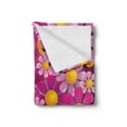 thumbnail image 2 of Abstract Soft Flannel Fleece Blanket, Flowers Cartoon Summer Garden Happy Cheering Flourish Vibrant Display, Cozy Plush for Indoor and Outdoor Use, 50" x 60", Hot Pink Lilac Orange, by Ambesonne, 2 of 5