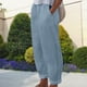 thumbnail image 4 of Pantalones largos y cómodos de lino y algodón estilo informal para mujer plisado elegante para vacaciones FLhrweasw Para estrenar, 4 of 8