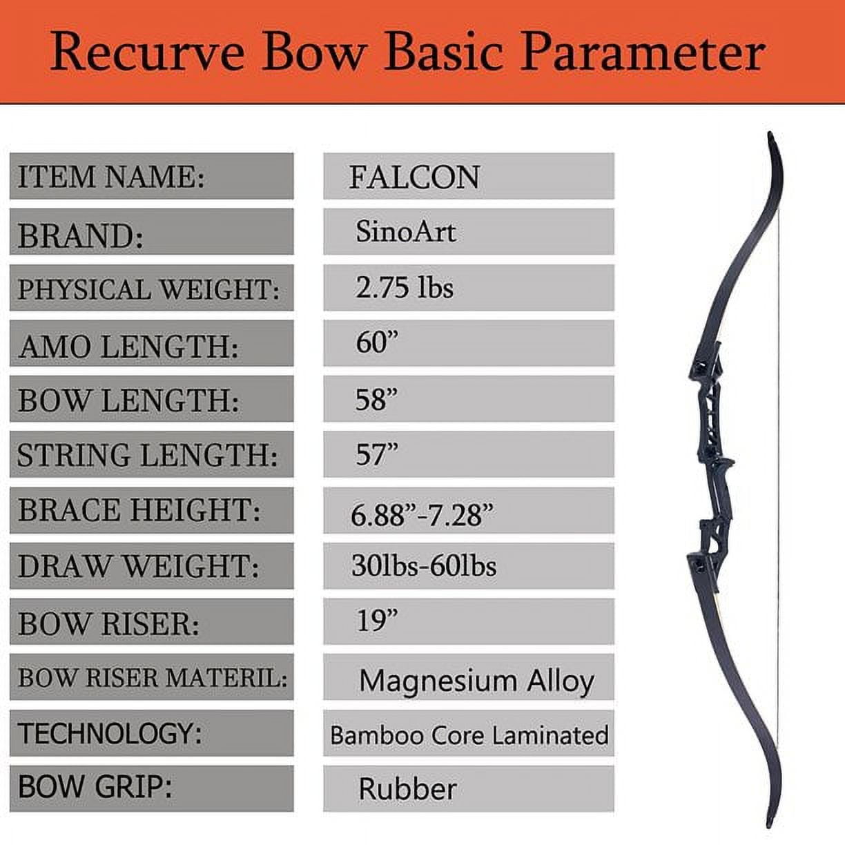 60" 30lbs Black Metal Riser Recurve Bow for Outdoor Hunting Archery Competition Shooting Right Hand Adult Takedown Long Bow