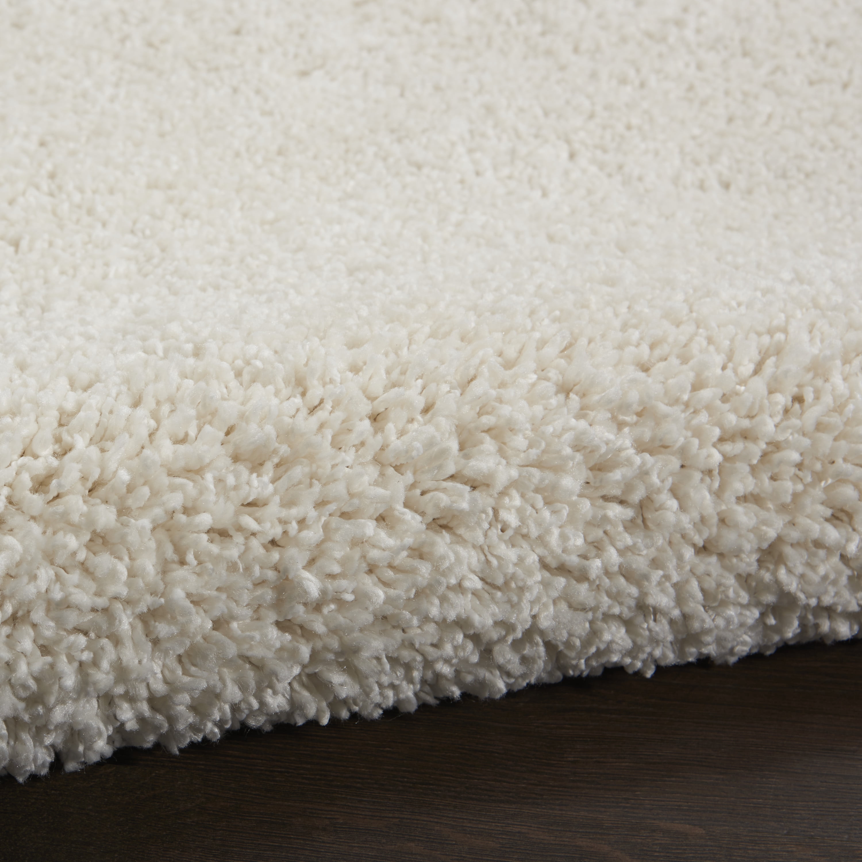 Nourison Ashland Solid Shag White 5'3" x 7'3" Area Rug, (5' x 7')